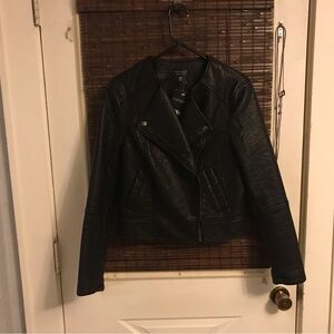 NWT Topshop faux leather biker jacket in black